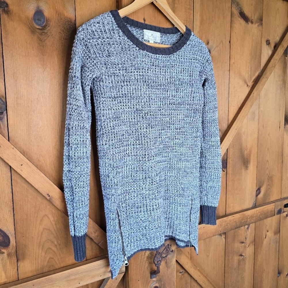 Ruby Moon Gray Marl Tunic Sweater Zip Detail Sharkbite Edge Women S Casual Boho - Picture 3 of 16